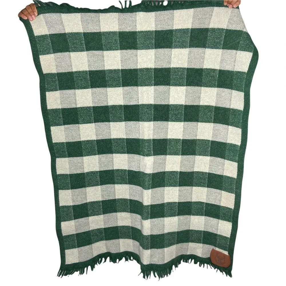 Milwaukee Bucks Wool Blanket Imperial Stock Ranch Green Plaid Leather Patch